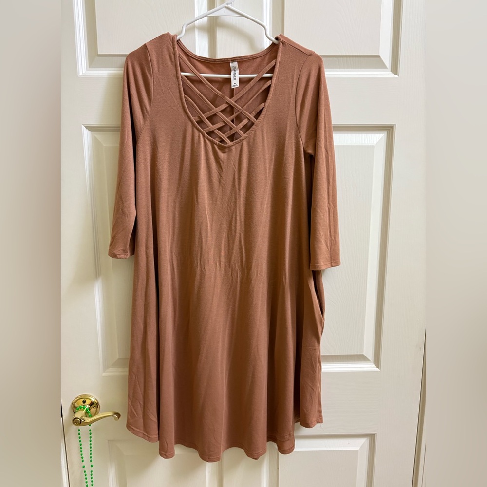 Zenana Outfitters Tan Crisscross Tunic